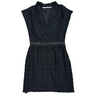 Twelfth Street by Cynthia Vincent Dress 🖤 Draped Bodice • Beaded Skirt ✨ Size 4